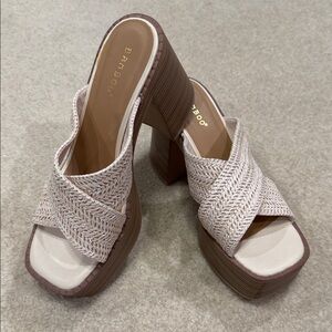 Bamboo Women's Beige and Brown Platform Heels